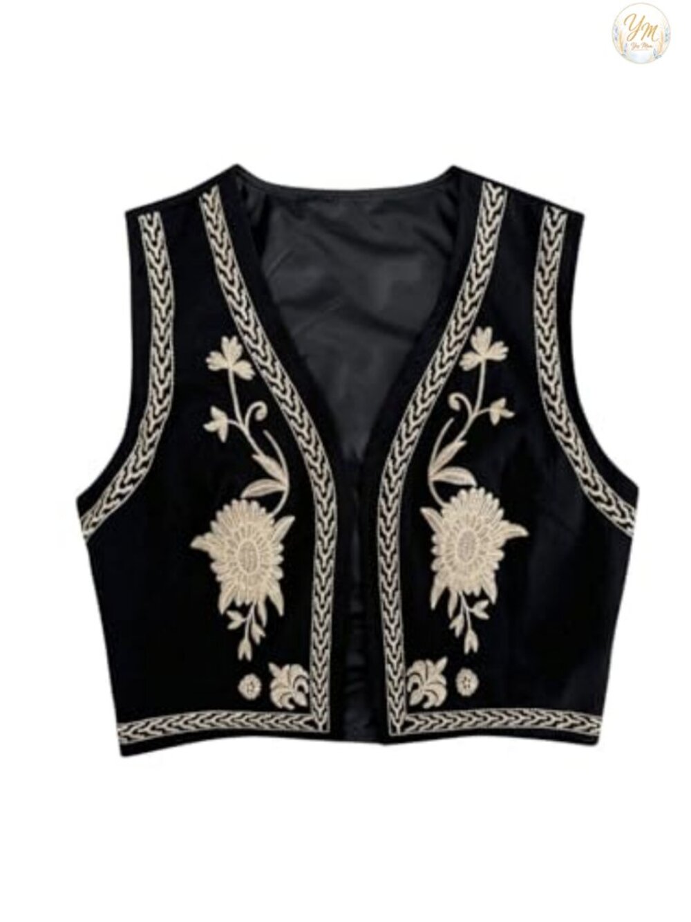 Women's Western Linen Vest Embroidered Boho Sleeveless Open Front Cowgirl